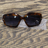 Tom Ford Women's Geometric Sunglasses Blonde Havana Brown / Blu grad 55/19/140