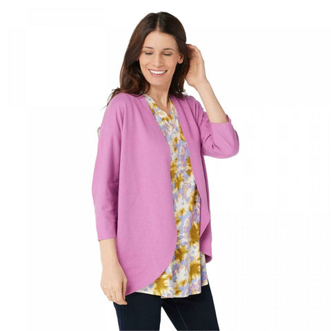 LOGO by Lori Goldstein Women's Plus Size Terry Dolman Sleeve Shrug