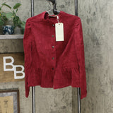 LaBellum by Hillary Scott Women's Ruffle Trim Peplum Corduroy Jacket