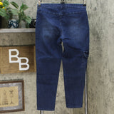 DG2 by Diane Gilman Cropped Stretch Twill Cargo Jeggings Indigo Petite Small