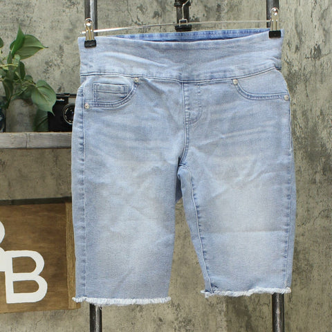 DG2 by Diane Gilman Pull On Bermuda Shorts Chambray Petite Medium