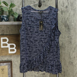 DG2 by Diane Gilman Women's Plus Size Burnout Crossover Ruffle Tank Top
