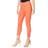 MOTTO Women's Stretch Sateen 5 Pocket Tie-Hem Cropped Pants Coral 12