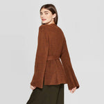 Prologue Women's Long Sleeve Open-Front Belted Rib-Knit Cardigan