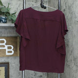 NWT Vince Camuto Women's Flutter Sleeve Soft Texture V Neck Blouse XL