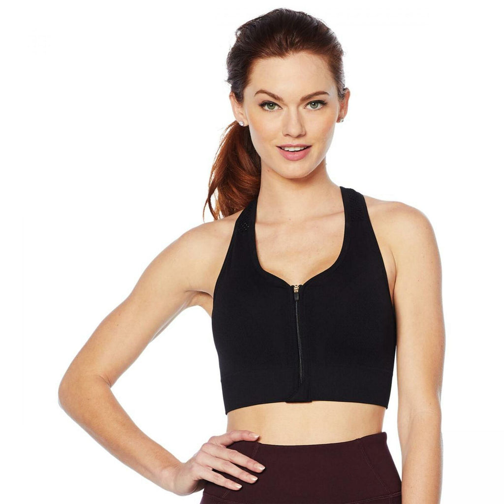 Women's Medium Support Seamless Zip-Front Sports Bra - All in Motion  Heathered B
