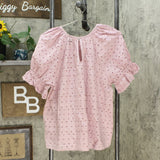 Universal Thread Women's Short Sleeve Round Neck Eyelet Top