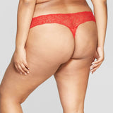 Auden Women's Plus Size Micro Thong With Lace Waistband