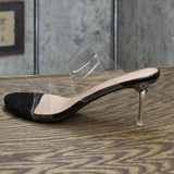Allegra K Womens Clear Strap Stiletto Heels Black 7