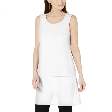 Alfani Women's Sleeveless Woven Hem Tunic Blouse