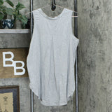 AnyBody Cozy Knit Side Split Tank Top With Back Pleat Heather Grey Medium