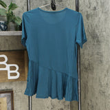 DG2 by Diane Gilman Women's Sustainable Bamboo Crossover Peplum Top Teal XS