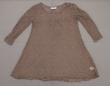 Women with Control Lace Tunic and Jersey Knit Tank Top Set Mocha XS