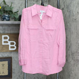 Denim & Co. Women's Roll Tab Sleeve Button Front Soft Utility Tunic Blouse