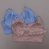 Rhonda Shear 2 Pack Lace Leisure Bras With Removable Pads Mocha/ Blue XL