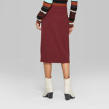 Wild Fable Women's Snap Accent Rib Knit Midi Sweater Skirt