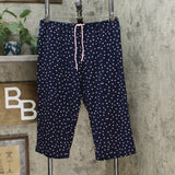 Jane and Bleecker Women's Knit Capri Pajama Sleep Pants Navy Large