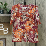 Denim & Co. Women's Printed Jersey Scoop Neck Knit Top Berry Multi Medium