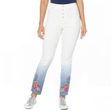 DG2 by Diane Gilman Embroidered Pull On Jeans Ombre Chambray Large