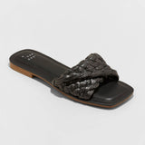 A New Day Womens Nicolette Raffia Slide Sandals Black 9