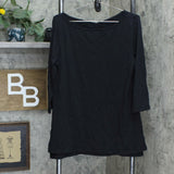 Isaac Mizrahi Live! 3/4-Sleeve Knit Top With Cross Back Detail Black Medium
