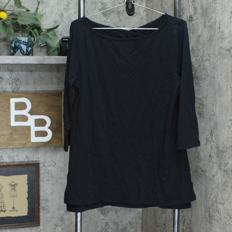 Isaac Mizrahi Live! 3/4-Sleeve Knit Top With Cross Back Detail Black Medium