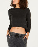Material Girl Active Women's Moto Detailed Cropped Sweatshirt Black Large