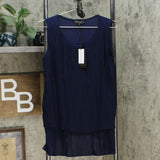 DG2 by Diane Gilman Front Pleated Mixed Media Easy Tank Top