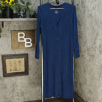 Cuddl Duds Softwear Stretch Maxi Button Front Cardigan Peacock Blue Small