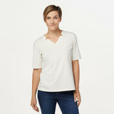 Denim & Co. Essentials Denim & Co. Women's Perfect Jersey Top Natural Small