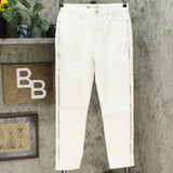 DG2 by Diane Gilman Virtual Stretch Beaded Side Stripe Jeans White 6