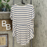 DG2 by Diane Gilman Women's Striped Peplum Drama Top Beige Plus 1X