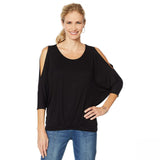 DG2 by Diane Gilman Women's Slit Sleeve Pleat Front Dolman Top