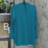 Susan Graver Modern Essentials Liquid Knit Mock Neck Tunic Top Teal XXS