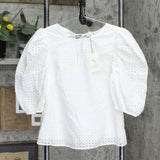 A New Day Women's Short Puff Sleeve Eyelet Top