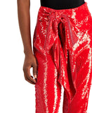 INC International Concepts Petite Tie Waist Sequin Cropped Pants