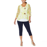 Nina Leonard Women's Coconut Button Bolero Sweater With Tank Top