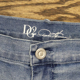 DG2 by Diane Gilman Petite Plus Embroidered And Frayed Wide-Leg Jeans