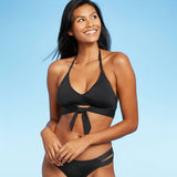 Kona Sol Women's Tie Front Halter Bralette Bikini Top