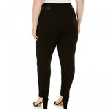 JM Collection Woimen's Plus Size Faux Leather Trim Ponte Pants