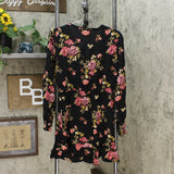 Xhilaration Women's Floral Print Long Sleeve Button Front Mini Dress