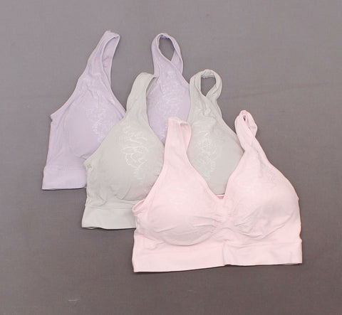 Rhonda Shear 3 Pack Removable Pads Jacquard Ahh Bras Pastels Large