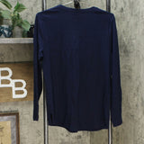 Isaac Mizrahi Live! Women's Pima Cotton Crew Knit Top Dark Navy Medium