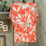 Susan Graver Women's Printed Liquid Knit Top With Chiffon Sleeves