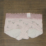Auden Women's Striped Floral Cotton Boyshort with Lace Waistband GP985