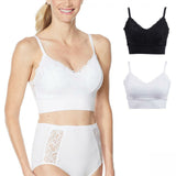 Rhonda Shear 2 Pack Lace Leisure Bras With Removable Pads Black/ White 2X