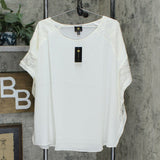 JM Collection Plus Size Lace Trim Ruffle Blouse
