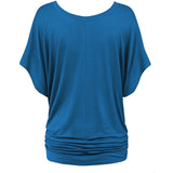 Lock & Love Women's Batwing Stretch Tunic Top Blue XXL