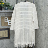 H by Halston Plus Size Draped Textured Knit Cardigan With Tassel Hem