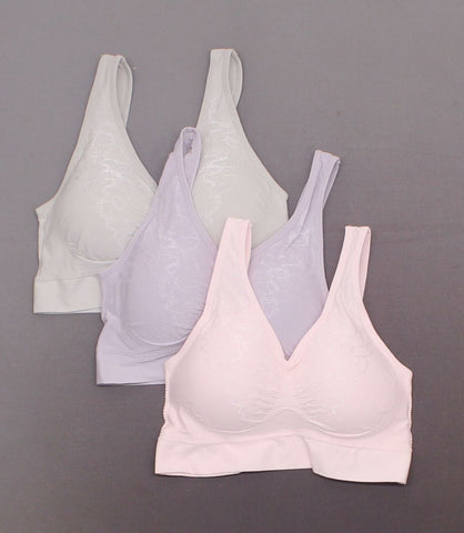 Rhonda Shear 3 Pack Jacquard Ahh Bras With Removable Pads Pastels Medium